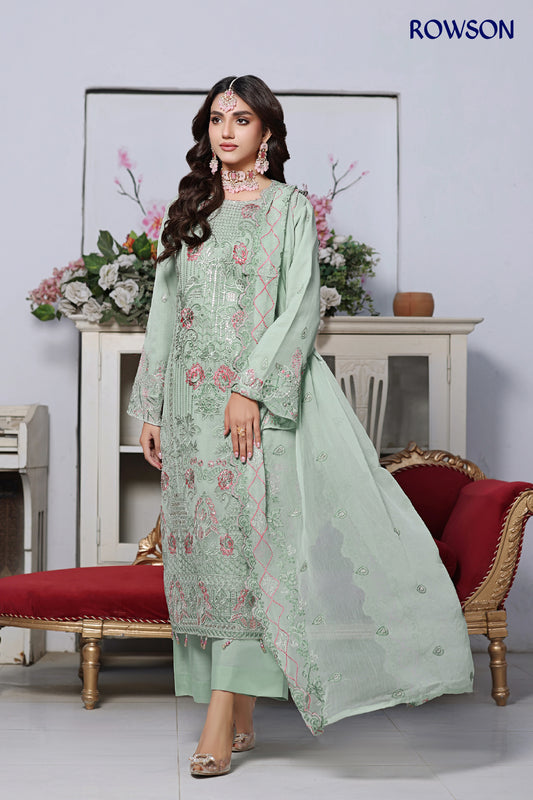 RANA ARTS--ESHAL Luxury EMB Chiffon Pakistani Three-Piece