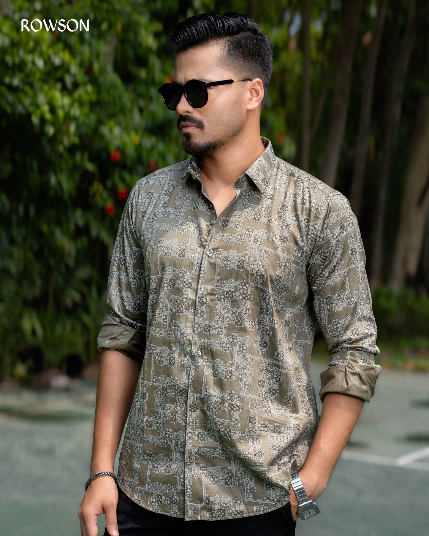 Olive Luxe Patterned Shirt