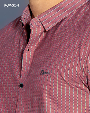 Broadcloth Vertical Stripe Shirt - Rosewood Red