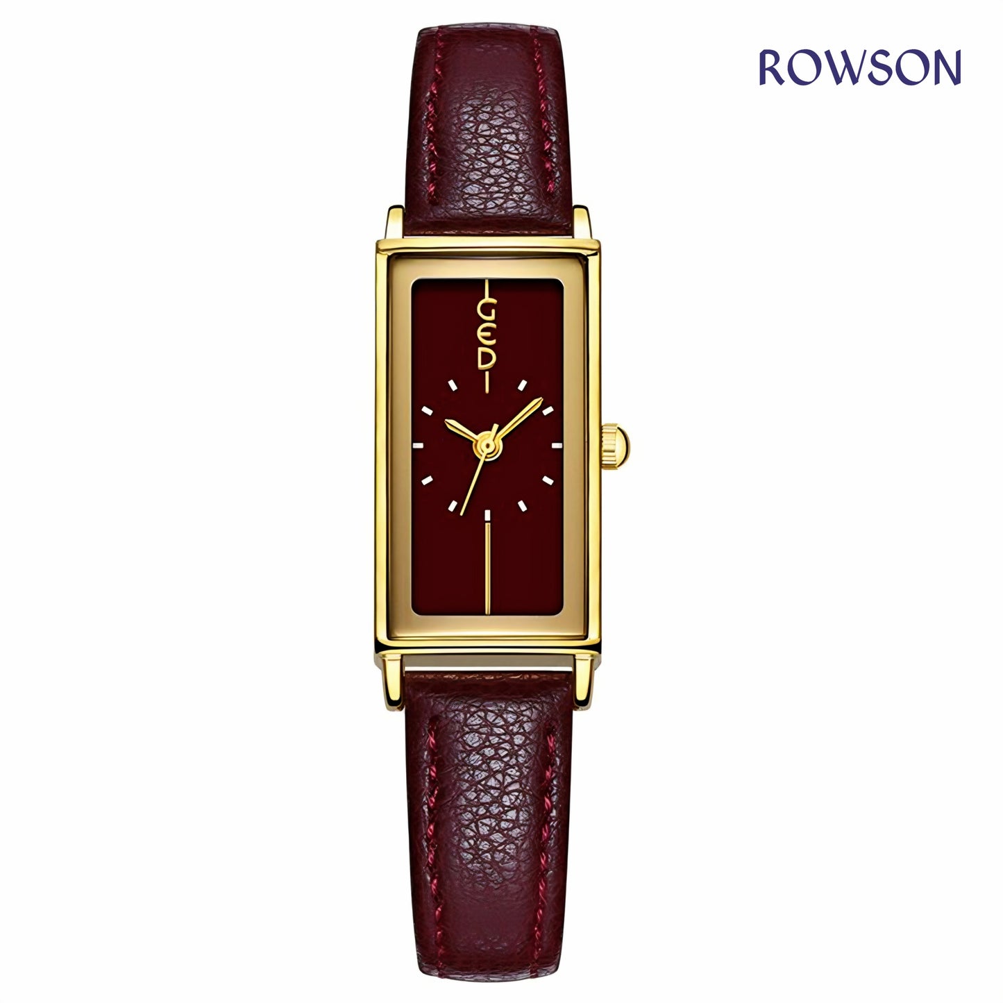 Minimalist Rectangular Maroon Watch