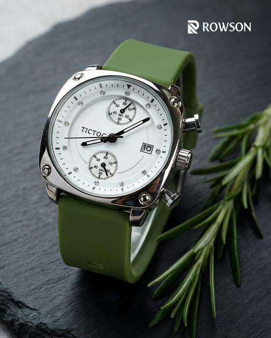 Tictoc Imperial White Watch (Green Belt)