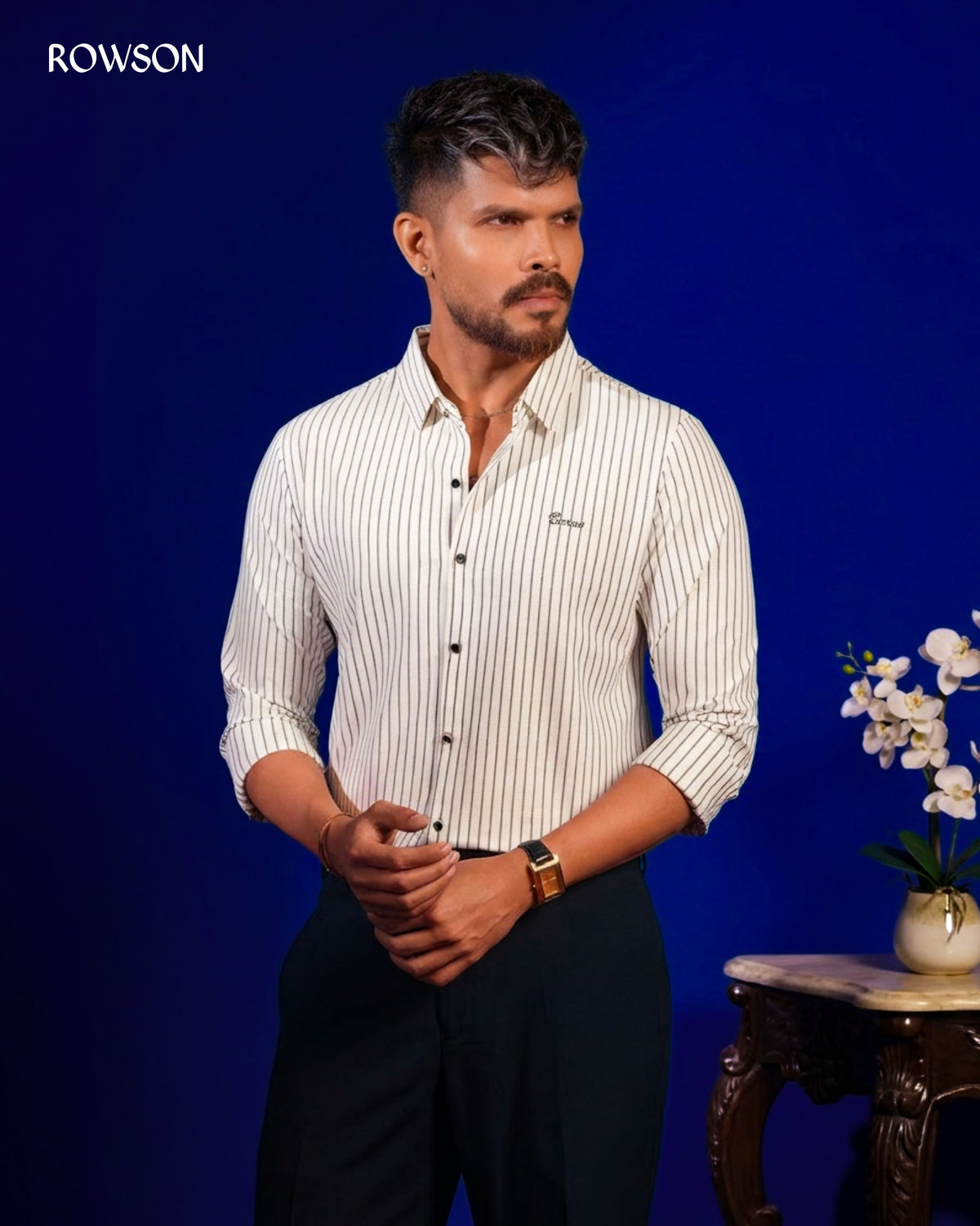 Broadcloth Vertical Stripe Shirt - White