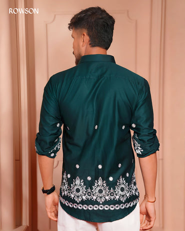 Rowson Green Imperial Embroidery Full Shirt