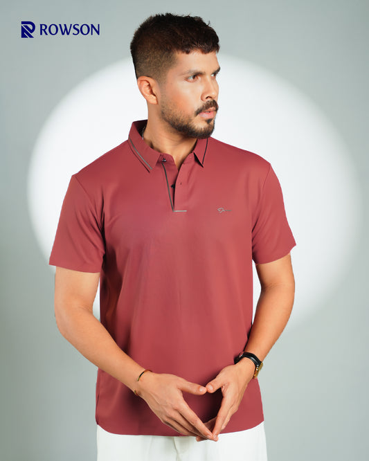 Imported Nova Textured Polo - Rosewood Red