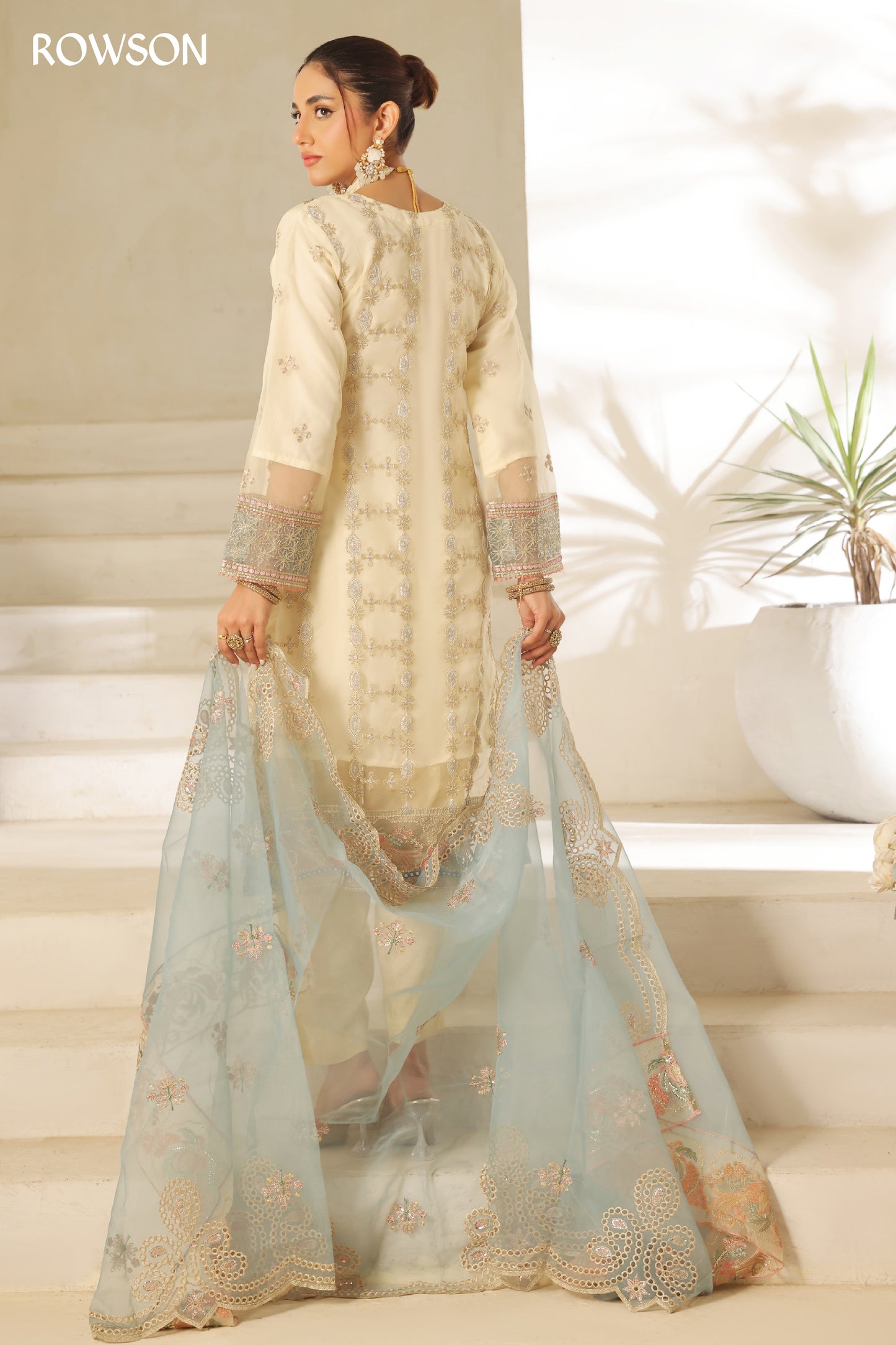 RANA ARTS--AZKA - Luxury Fancy Organza Pakistani Three-Piece