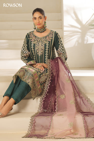 RANA ARTS--AZKA - Luxury Fancy Organza Pakistani Three-Piece