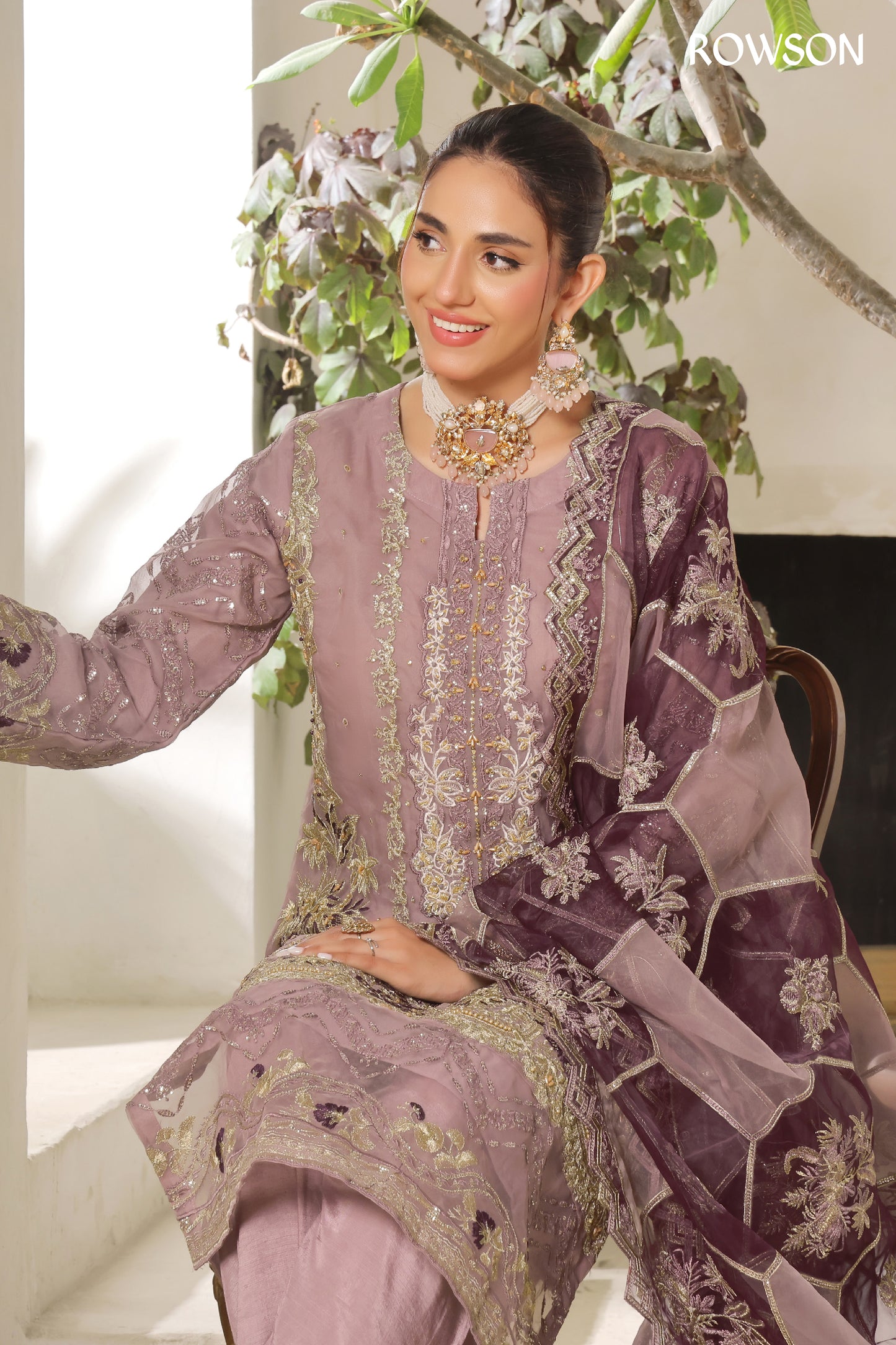 RANA ARTS--AZKA - Luxury Fancy Organza Pakistani Three-Piece