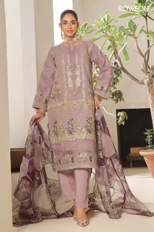RANA ARTS--AZKA - Luxury Fancy Organza Pakistani Three-Piece