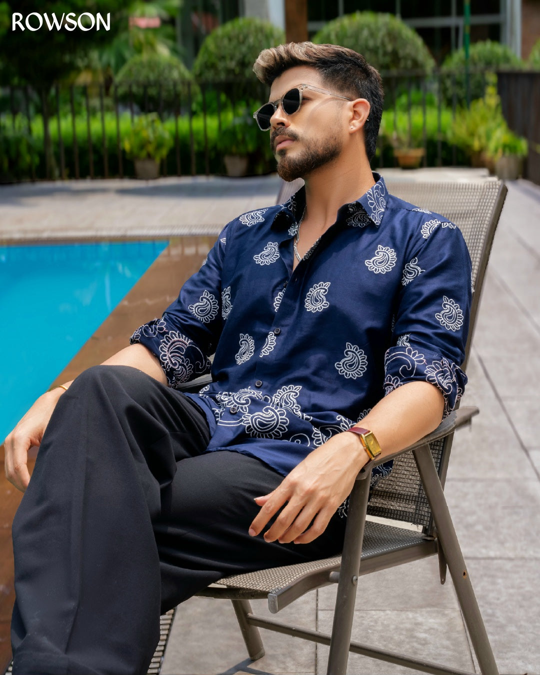 Signature Embroidery Shirt - Ink Blue