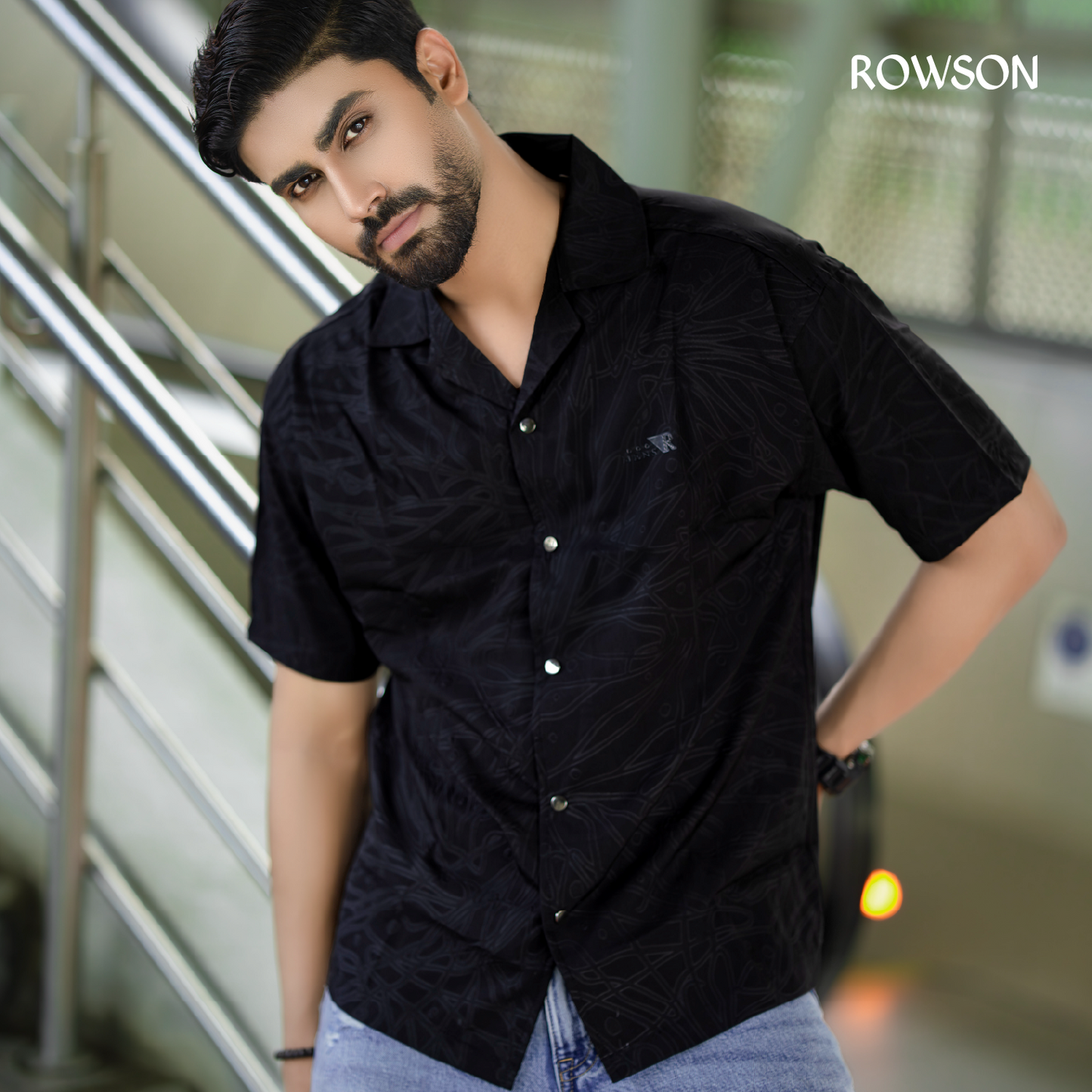 Chinese Soft Carved Fabrics Half Shirt - Black