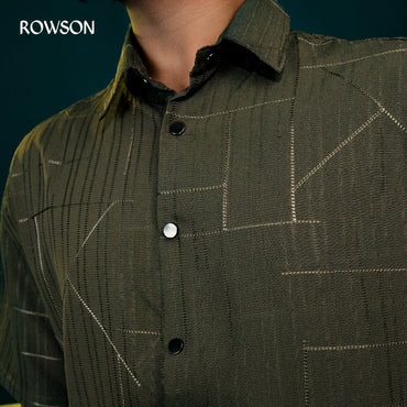 Chinese Soft Cotton Chain Fabrics Half Shirt - Olive