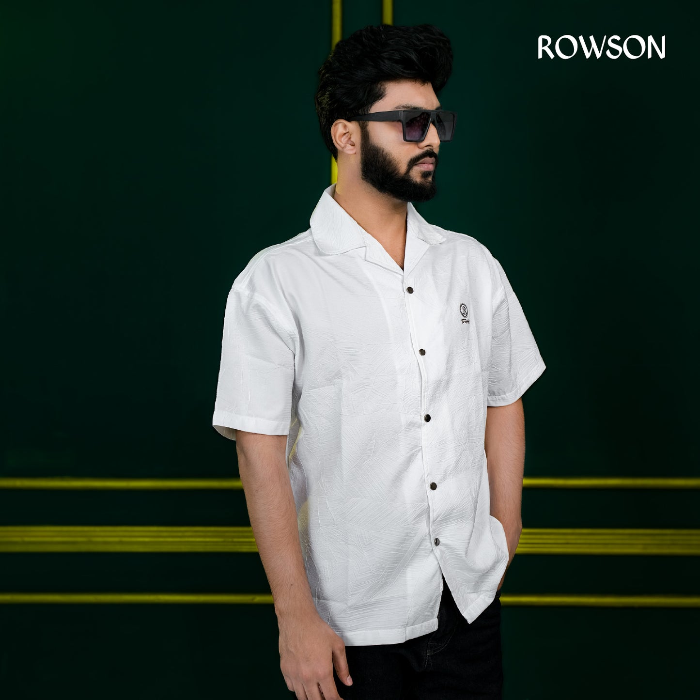 Chinese Soft Crash Fabrics Half Shirt - White