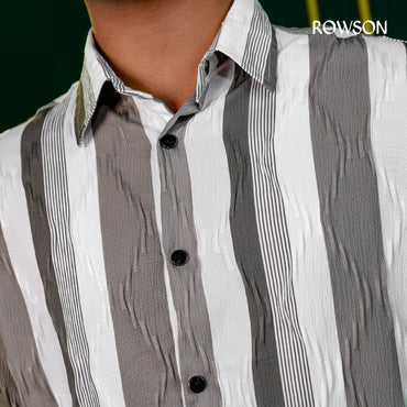 Chinese Soft Popcorn Fabrics Half Shirt - Khaki