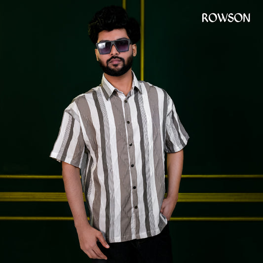 Chinese Soft Popcorn Fabrics Half Shirt - Khaki