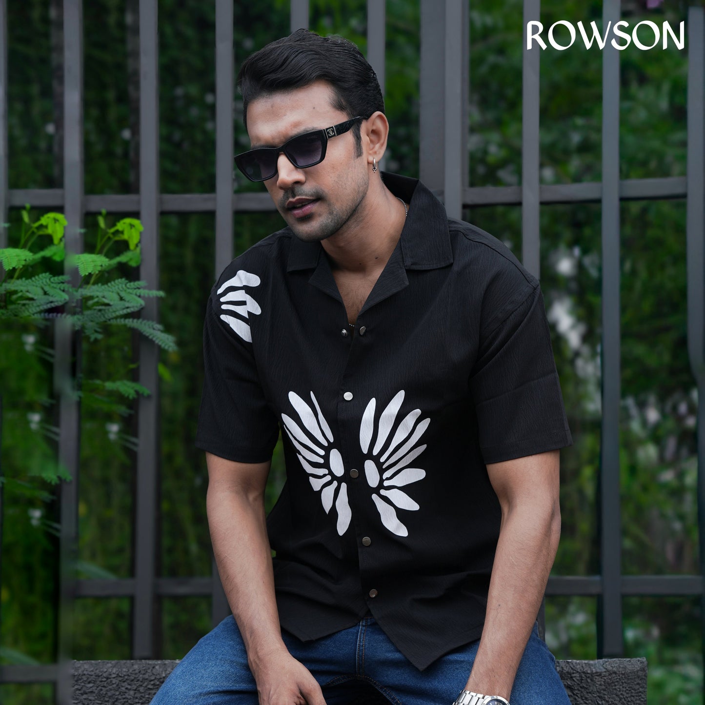 Chinese Soft Zafran Fabrics Semi Drop Shoulder Shirt - Black