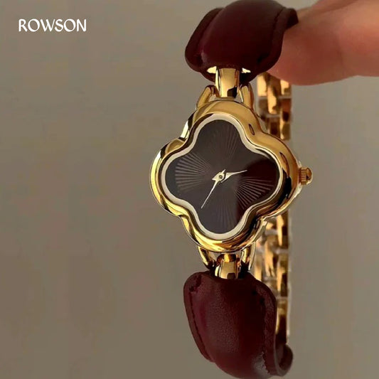 Clover-Shaped Gold Women's Watch