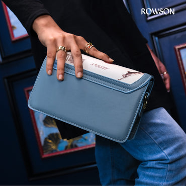 Elegant Sky Blue Printed Handbag 2