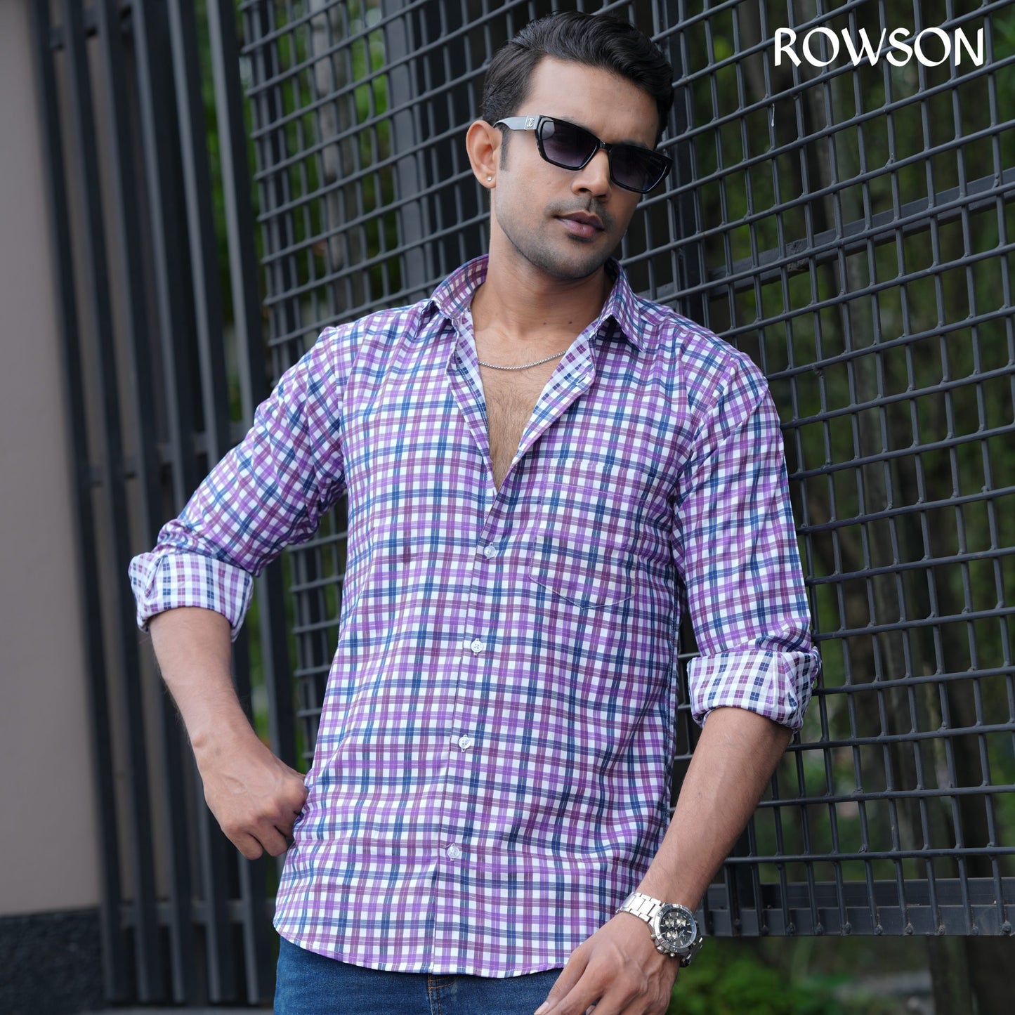 Violet Check Formal Shirt