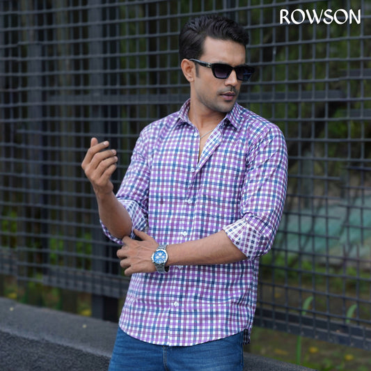 Violet Check Formal Shirt