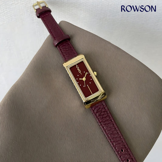 Minimalist Rectangular Maroon Watch