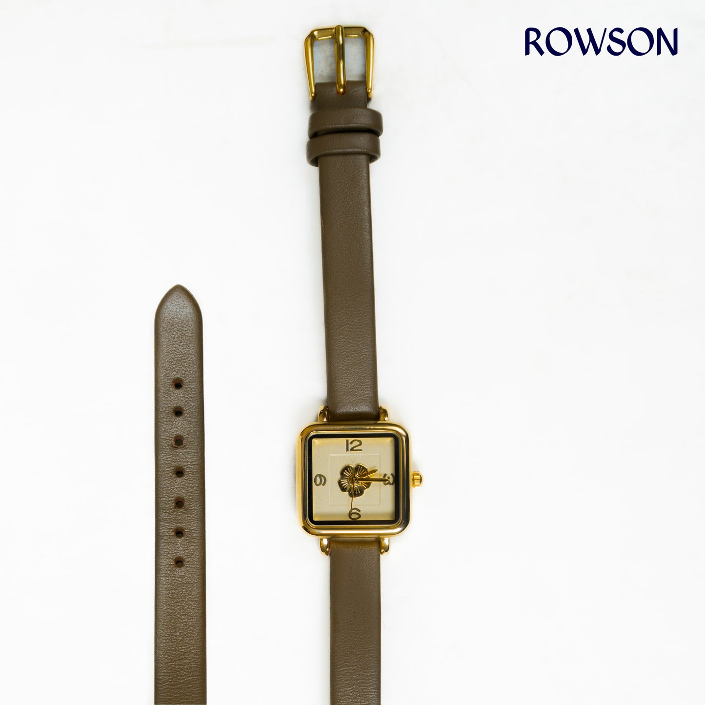 Camellia Book Square Watch (Brown Belt)