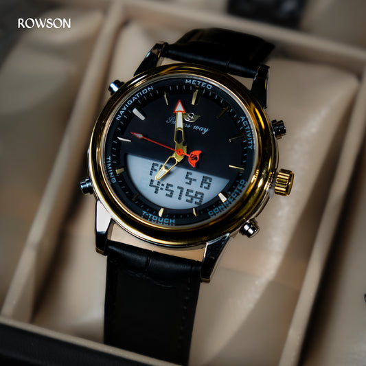 Premium Dual Display Wrist Watch - Black