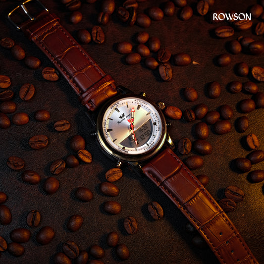 Premium Silver Dial Analog-Digital Watch