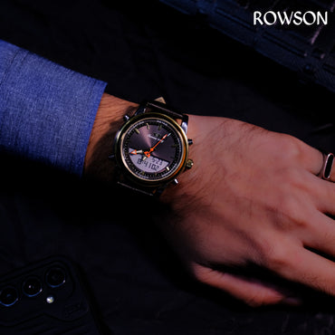 Premium Dual Display Wrist Watch - Black