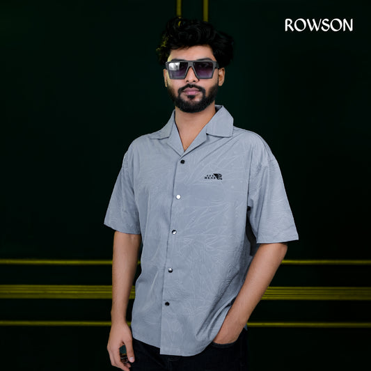 Chinese Soft Carved Fabrics Half Shirt - Lava Gray