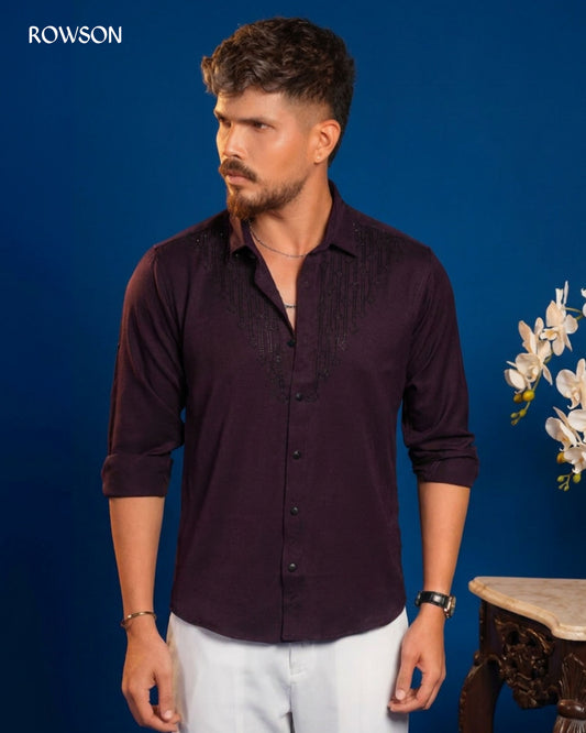 Sultan Party Shirt - Deep Maroon
