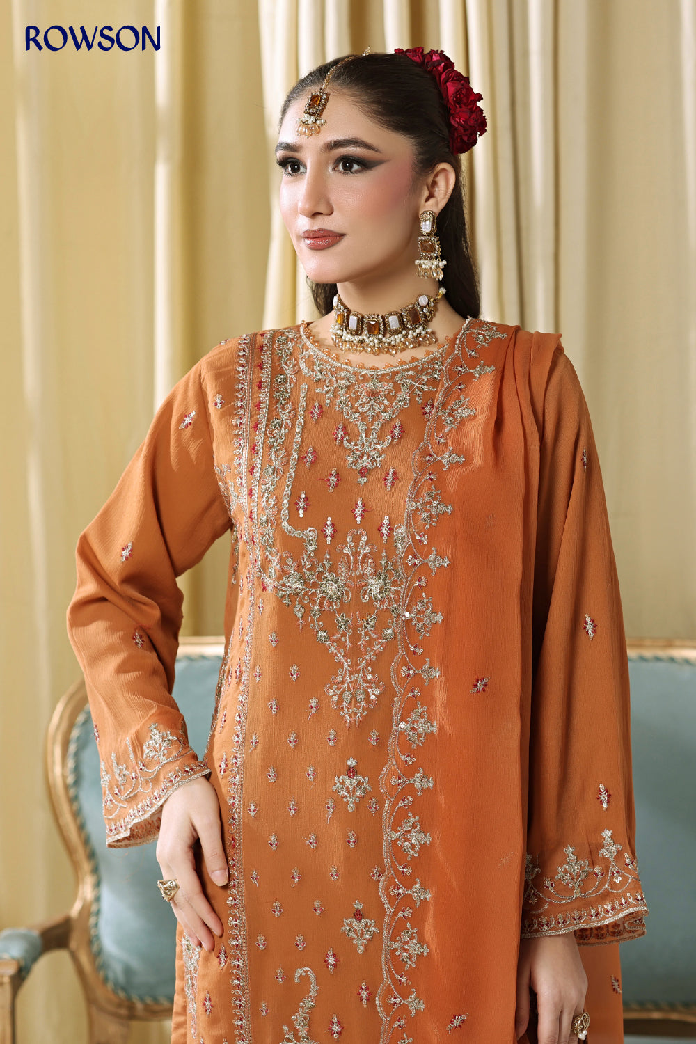 RANA ARTS--ESHAL Luxury EMB Chiffon Pakistani Three-Piece