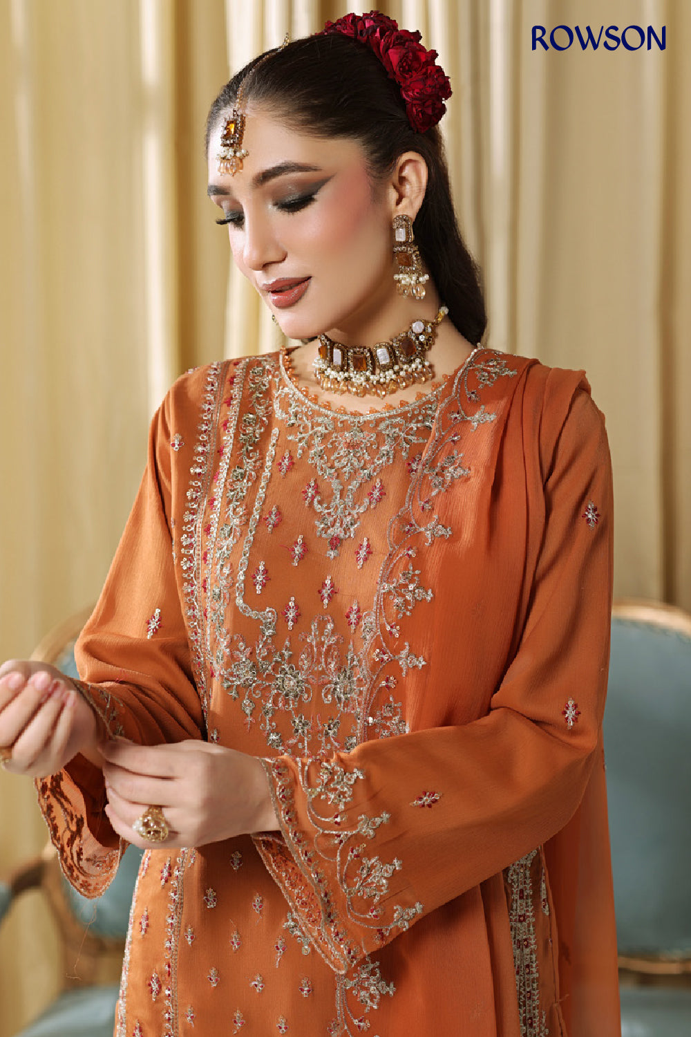 RANA ARTS--ESHAL Luxury EMB Chiffon Pakistani Three-Piece
