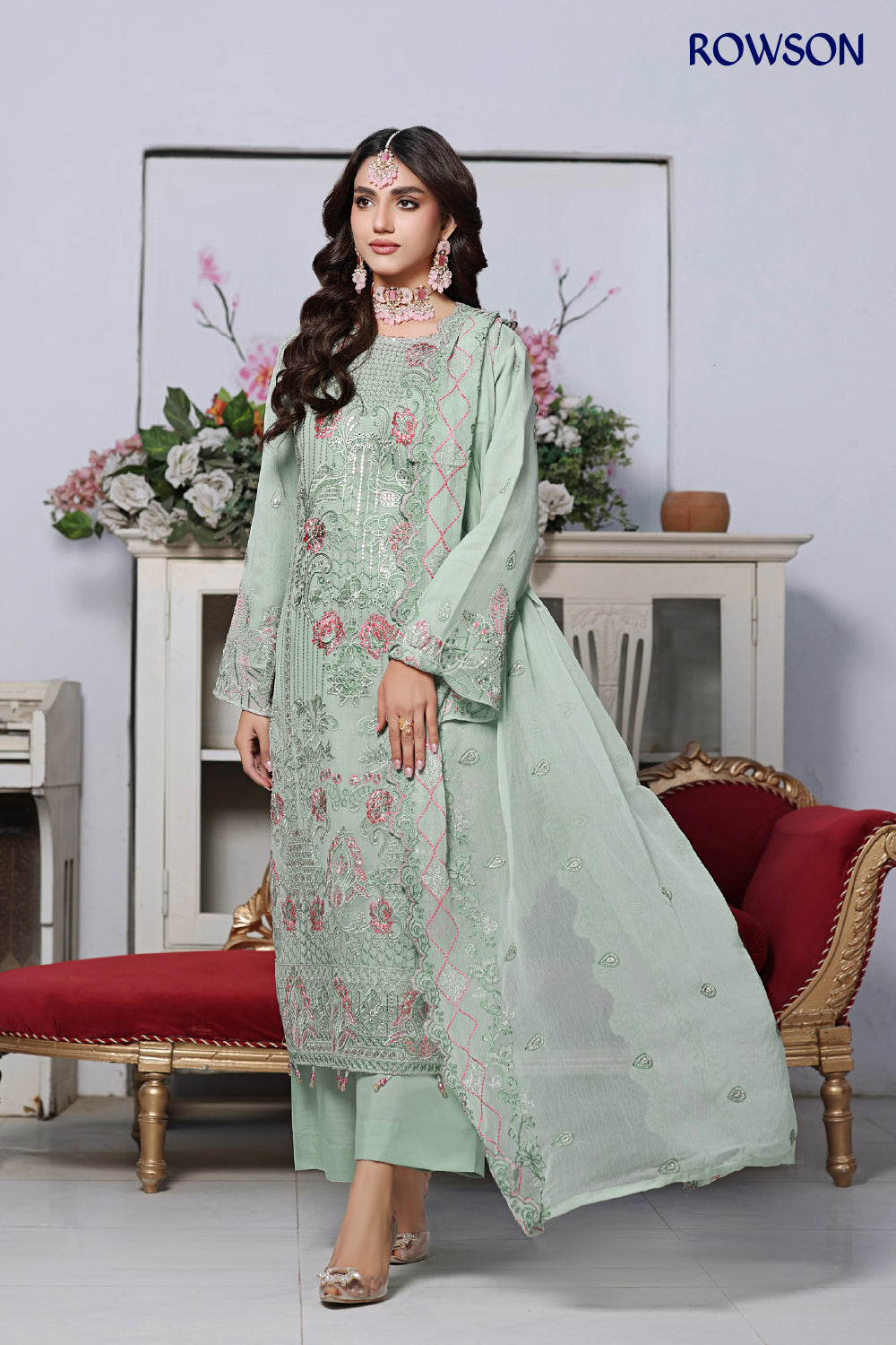 RANA ARTS--ESHAL Luxury EMB Chiffon Pakistani Three-Piece