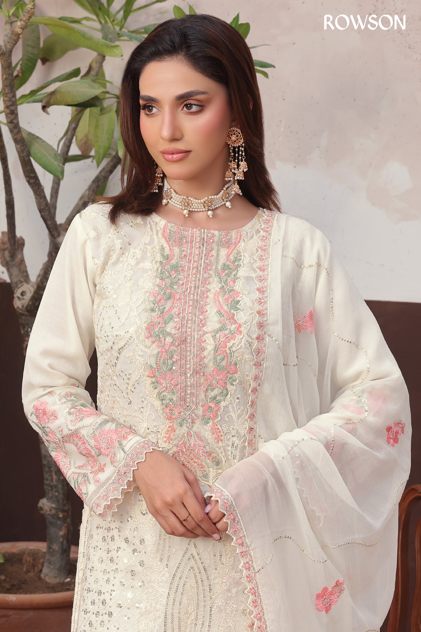 RANA ARTS--AMSAAL Luxury EMB Chiffon Pakistani Three-Piece