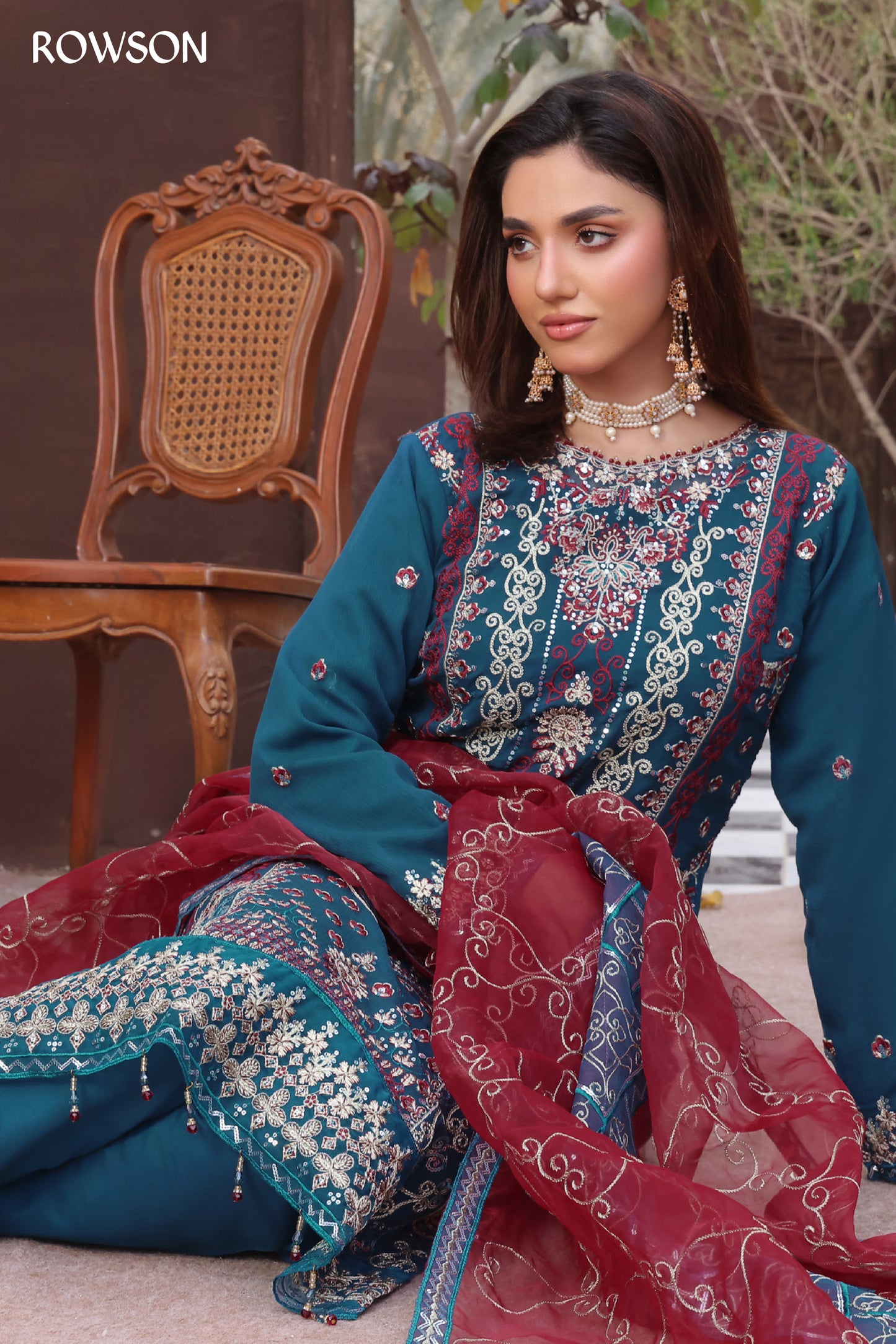 RANA ARTS--AMSAAL Luxury EMB Chiffon Pakistani Three-Piece