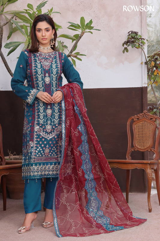 RANA ARTS--AMSAAL Luxury EMB Chiffon Pakistani Three-Piece