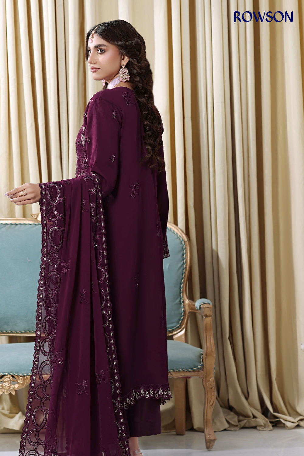 RANA ARTS--ESHAL Luxury EMB Chiffon Pakistani Three-Piece
