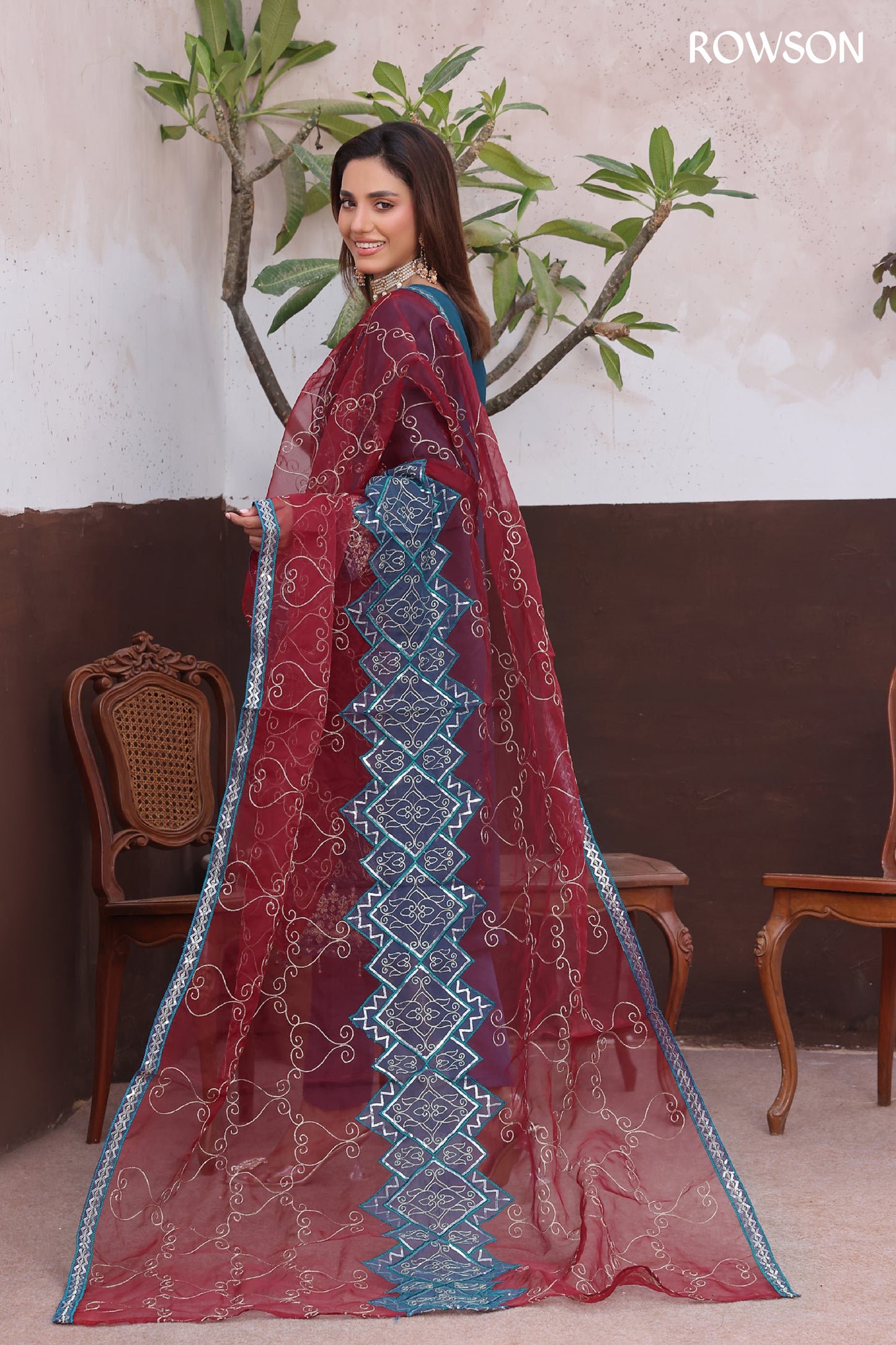 RANA ARTS--AMSAAL Luxury EMB Chiffon Pakistani Three-Piece