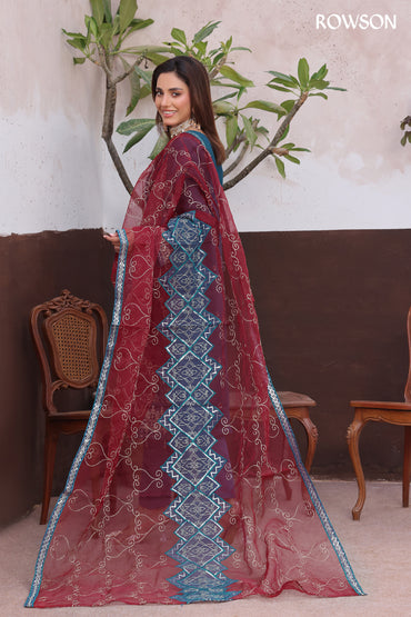 RANA ARTS--AMSAAL Luxury EMB Chiffon Pakistani Three-Piece