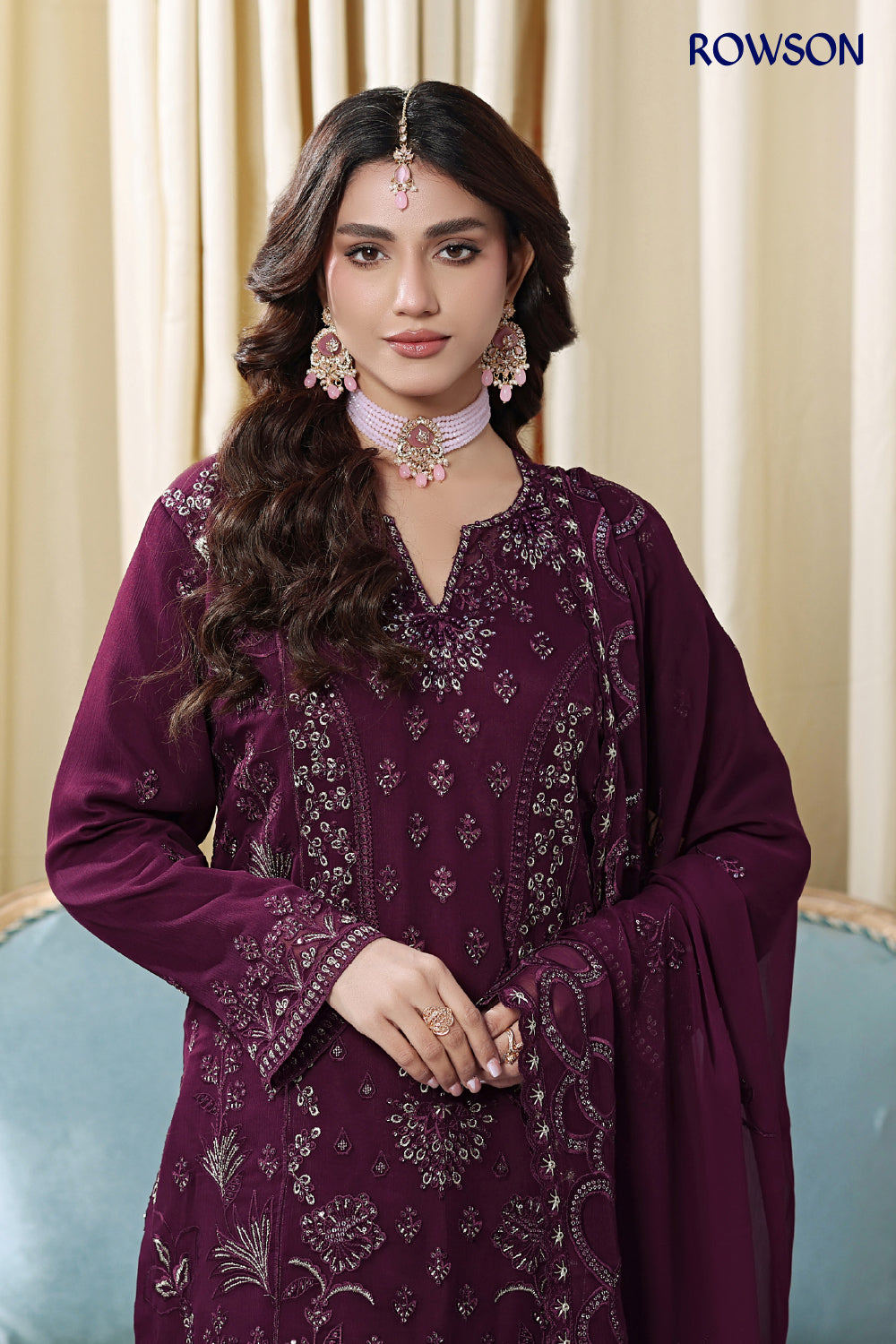 RANA ARTS--ESHAL Luxury EMB Chiffon Pakistani Three-Piece