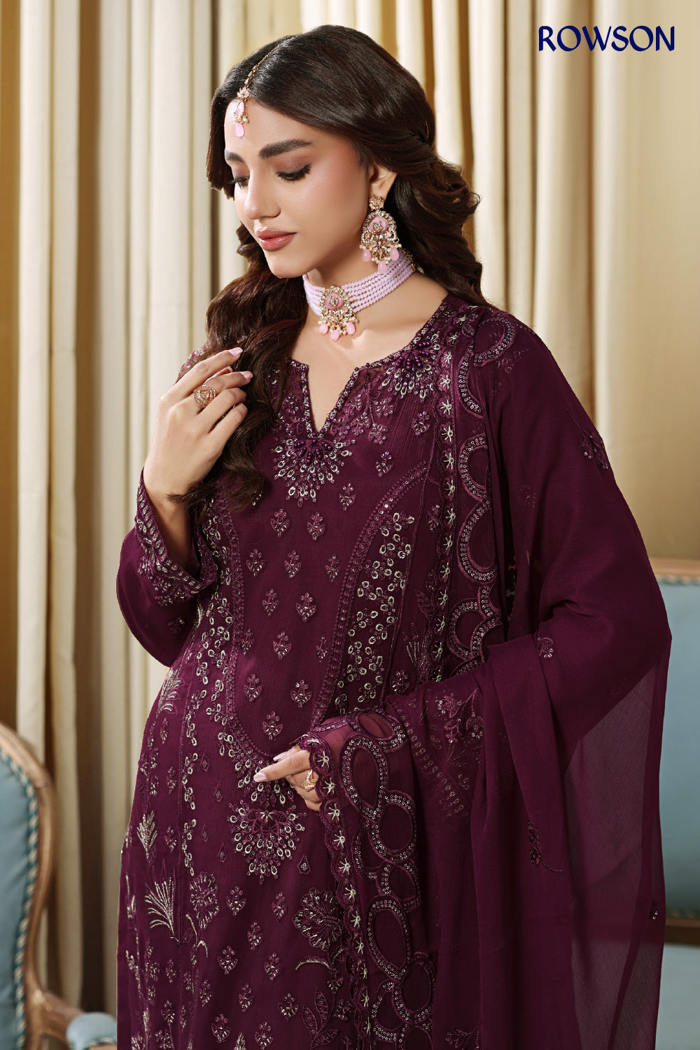 RANA ARTS--ESHAL Luxury EMB Chiffon Pakistani Three-Piece