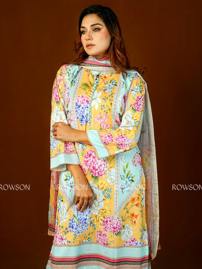 Luxury Floral Printed Three-Piece