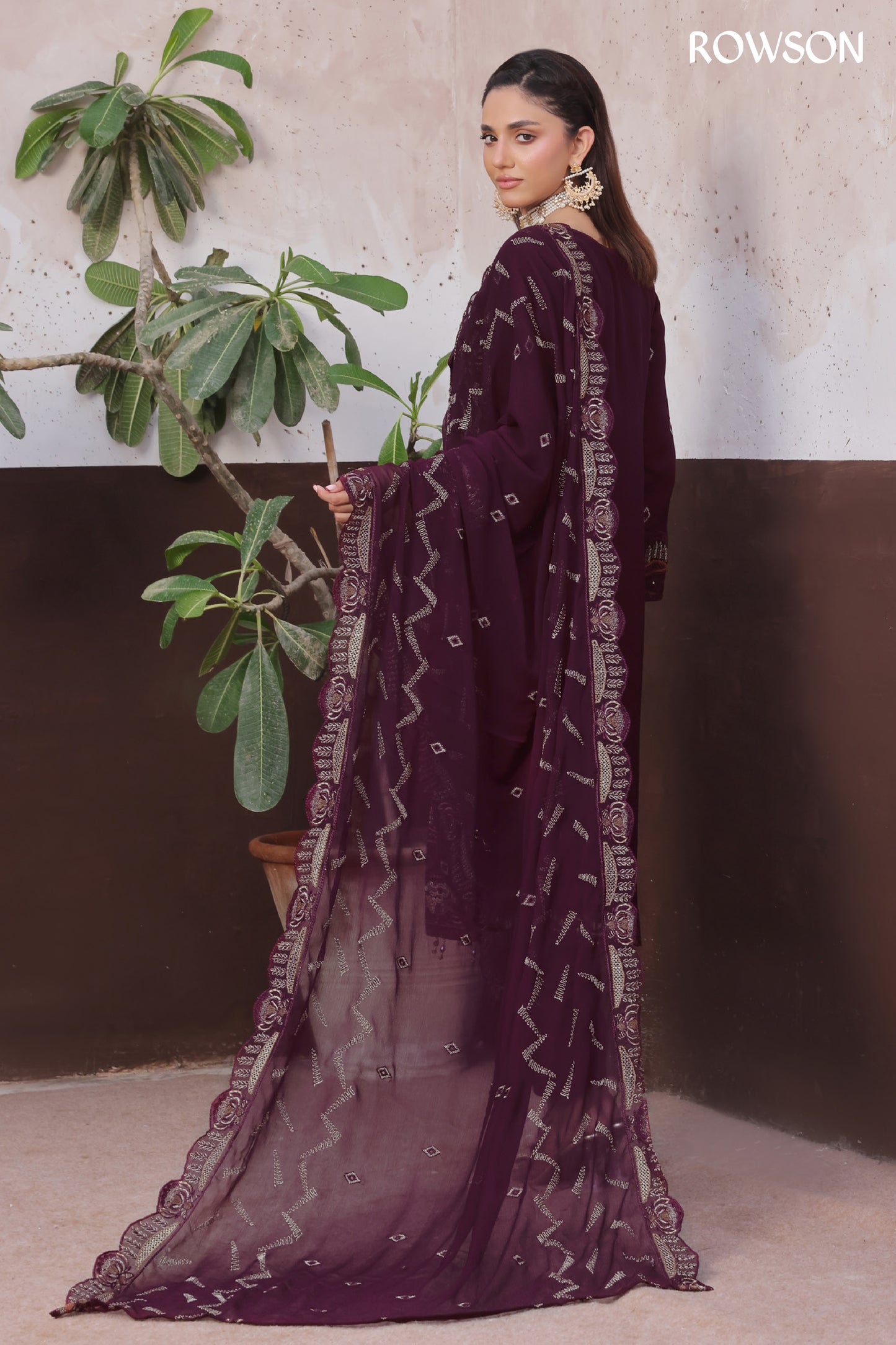 RANA ARTS--AMSAAL Luxury EMB Chiffon Pakistani Three-Piece