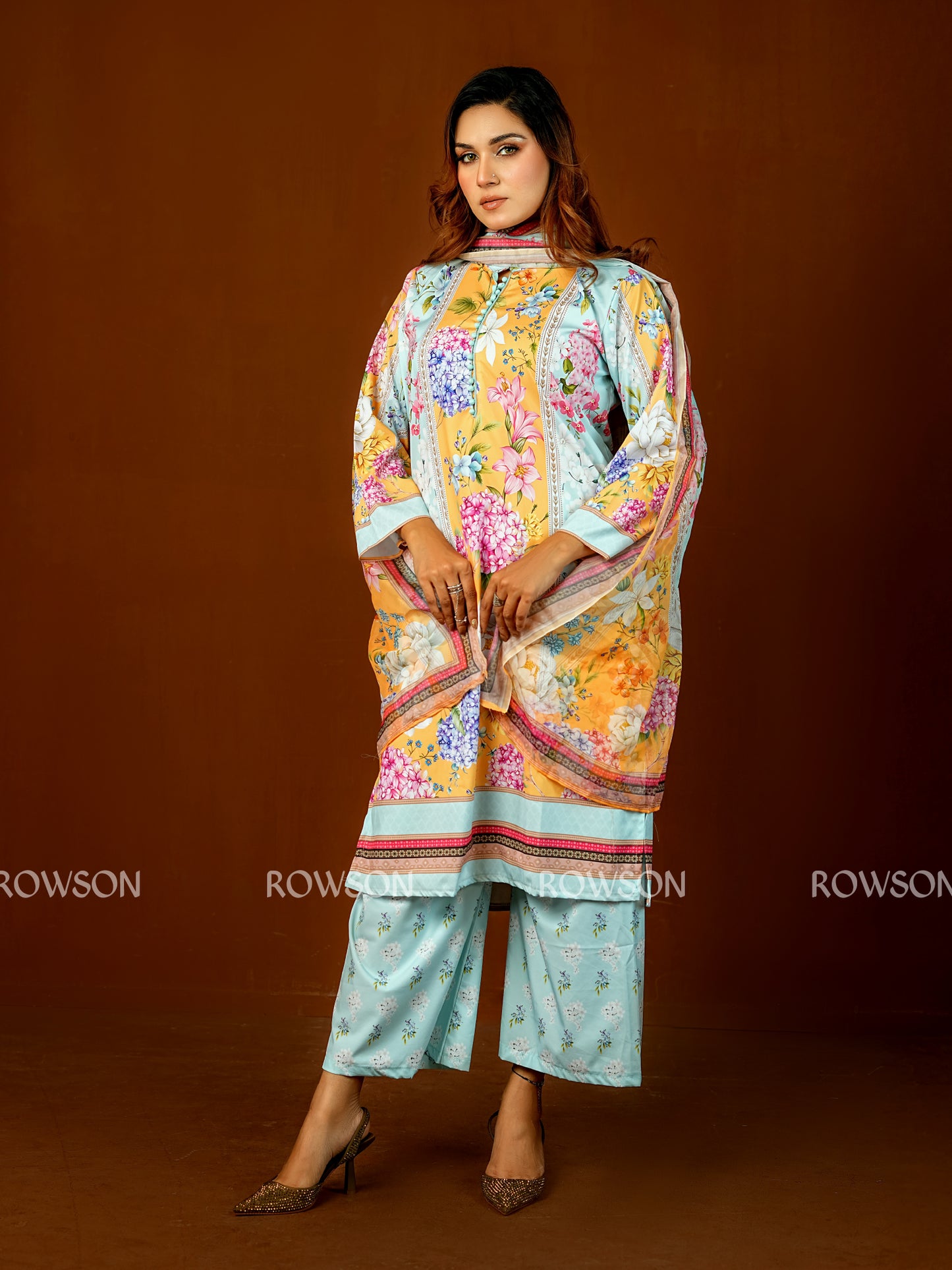 Luxury Floral Printed Three-Piece