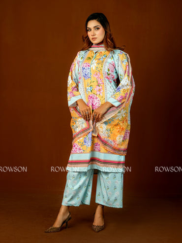 Luxury Floral Printed Three-Piece