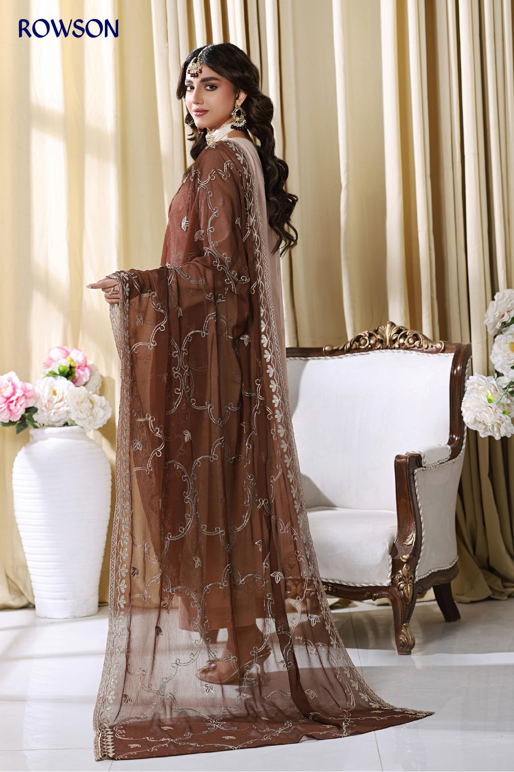 RANA ARTS--ESHAL Luxury EMB Chiffon Pakistani Three-Piece
