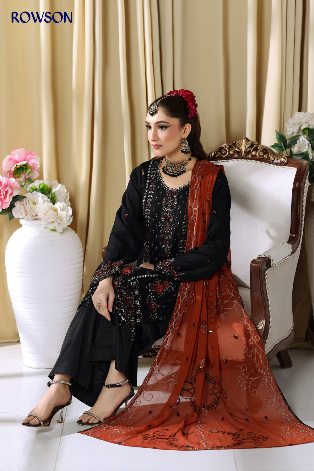 RANA ARTS--ESHAL Luxury EMB Chiffon Pakistani Three-Piece