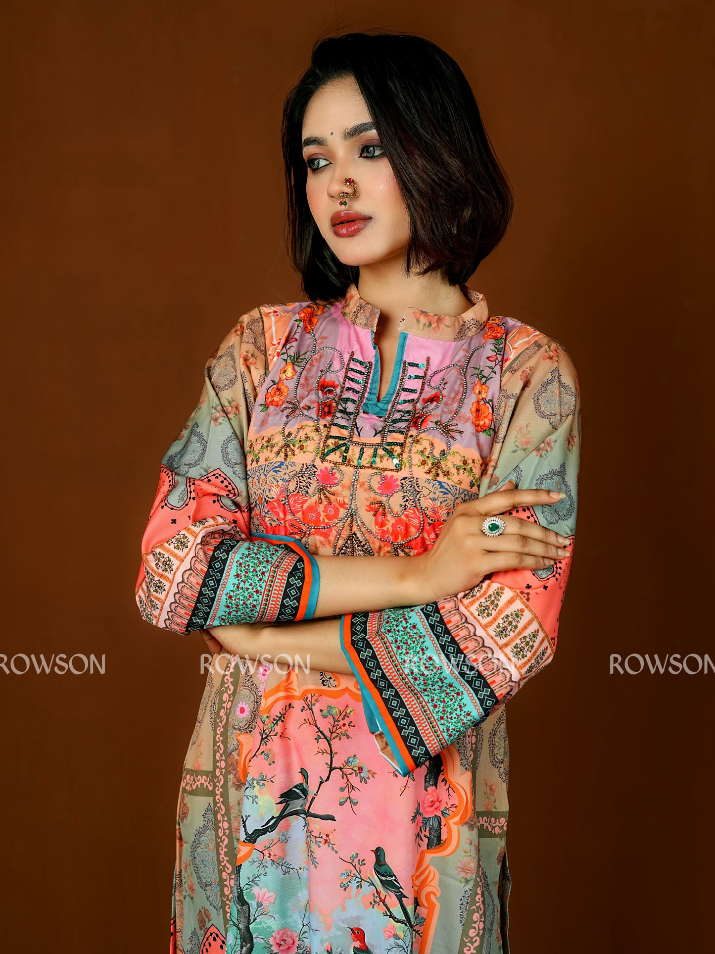 Comfort Fit Artistic Printed Three-Piece