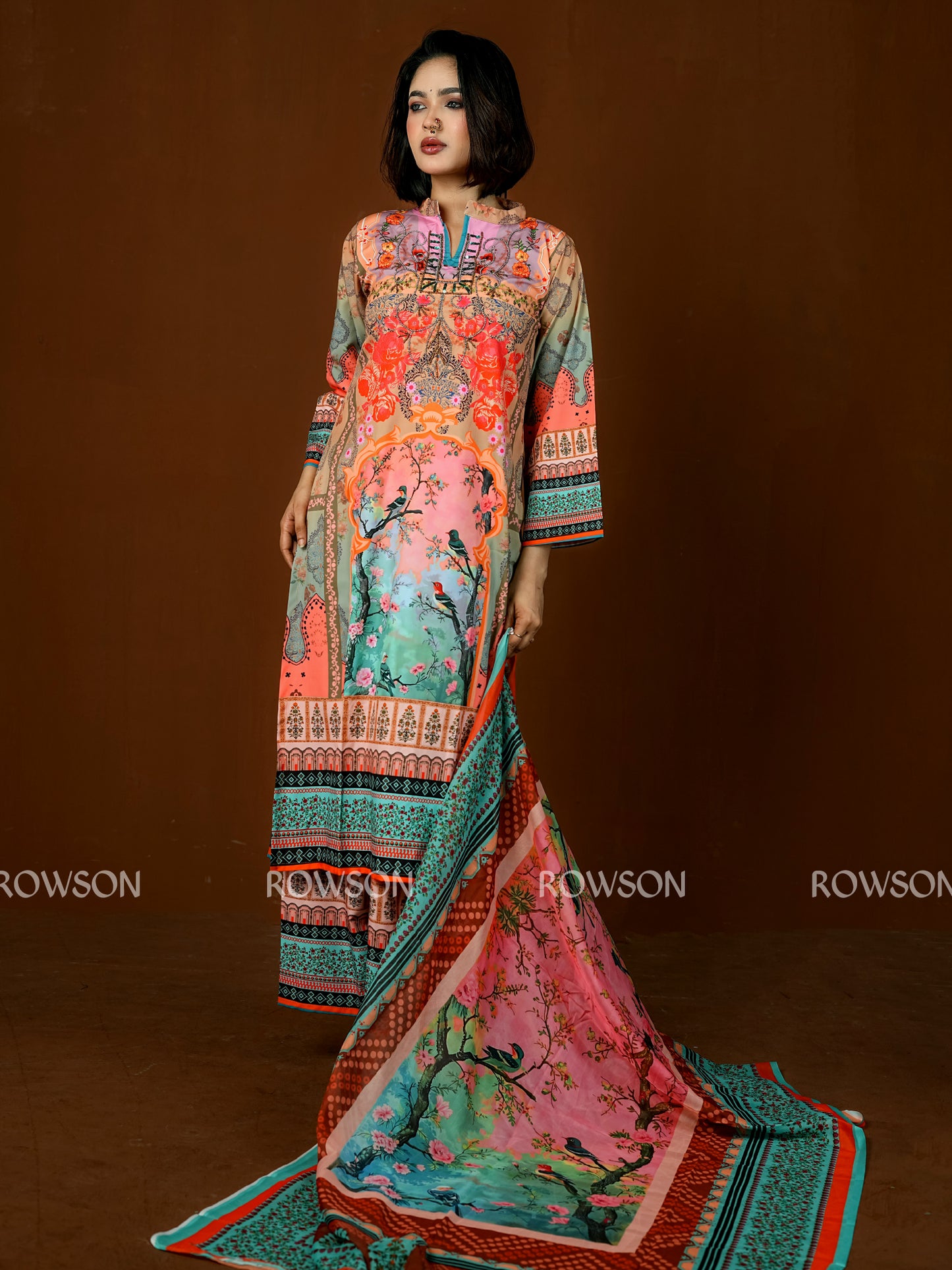 Comfort Fit Artistic Printed Three-Piece