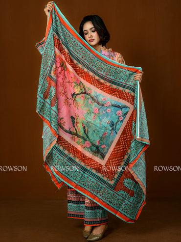 Comfort Fit Artistic Printed Three-Piece